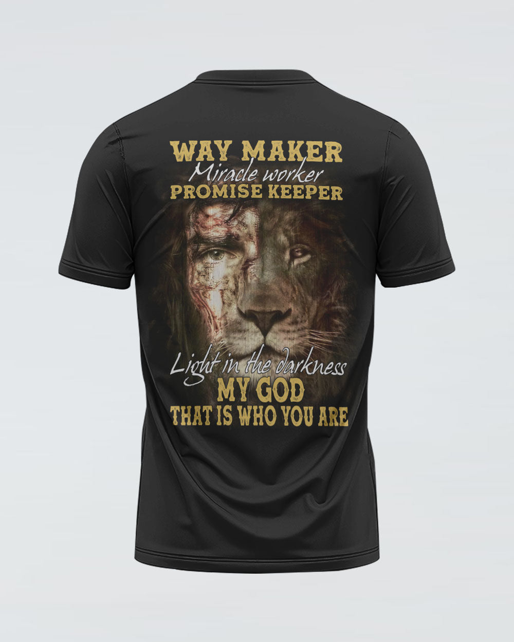 Way Maker Miracle Worker Vintage Lion Jesus Half Face Women's Christian Tshirt