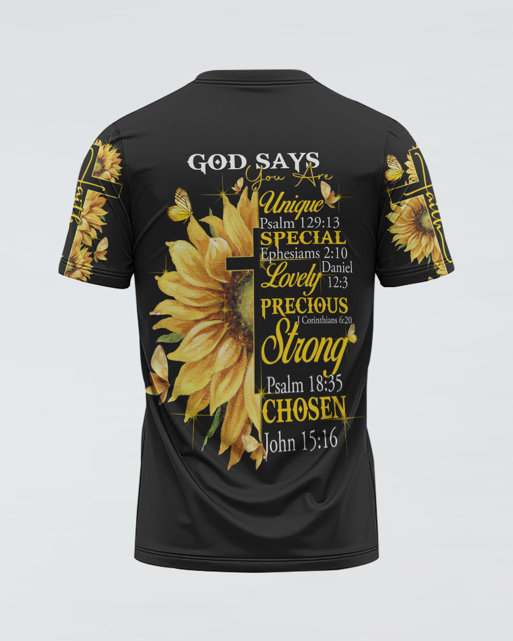 God Say You Are Sunflower Butterfly Cross Faith Women's Christian Tshirt