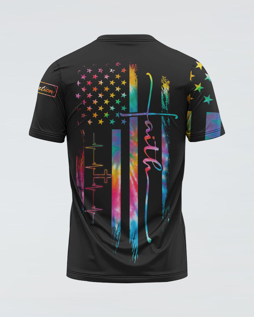 Faith One Nation Under God Tie Dye Flag Women's Christian Tshirt