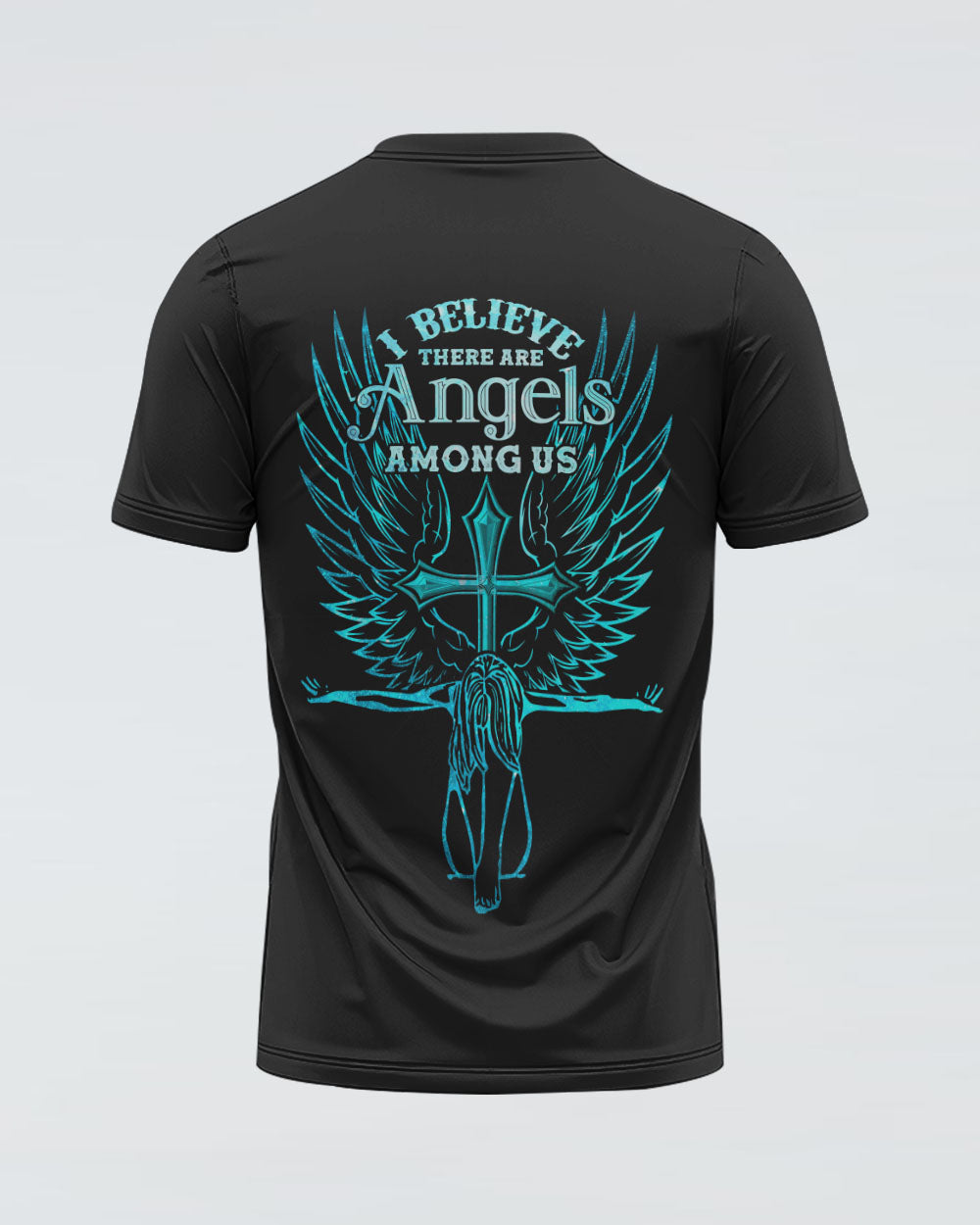 I Believe There Are Angels Among Us Girl Wings Women's Christian Tshirt