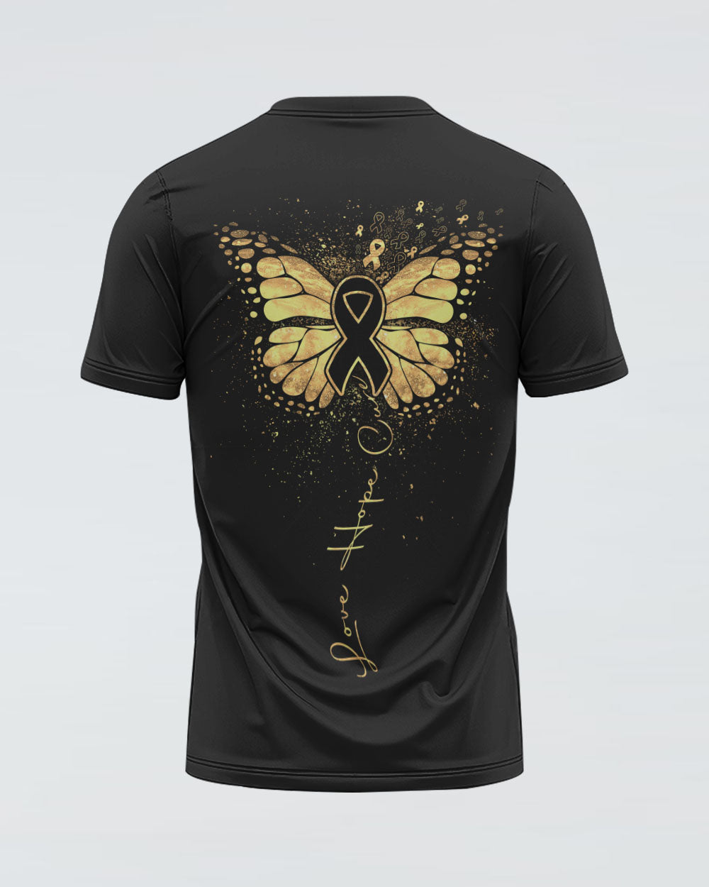 Love Hope Cure Butterfly Ribbon Women's Childhood Cancer Awareness Tshirt