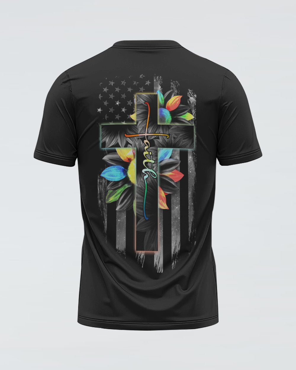 Faith Colorful Sunflower Flag Women's Christian Tshirt