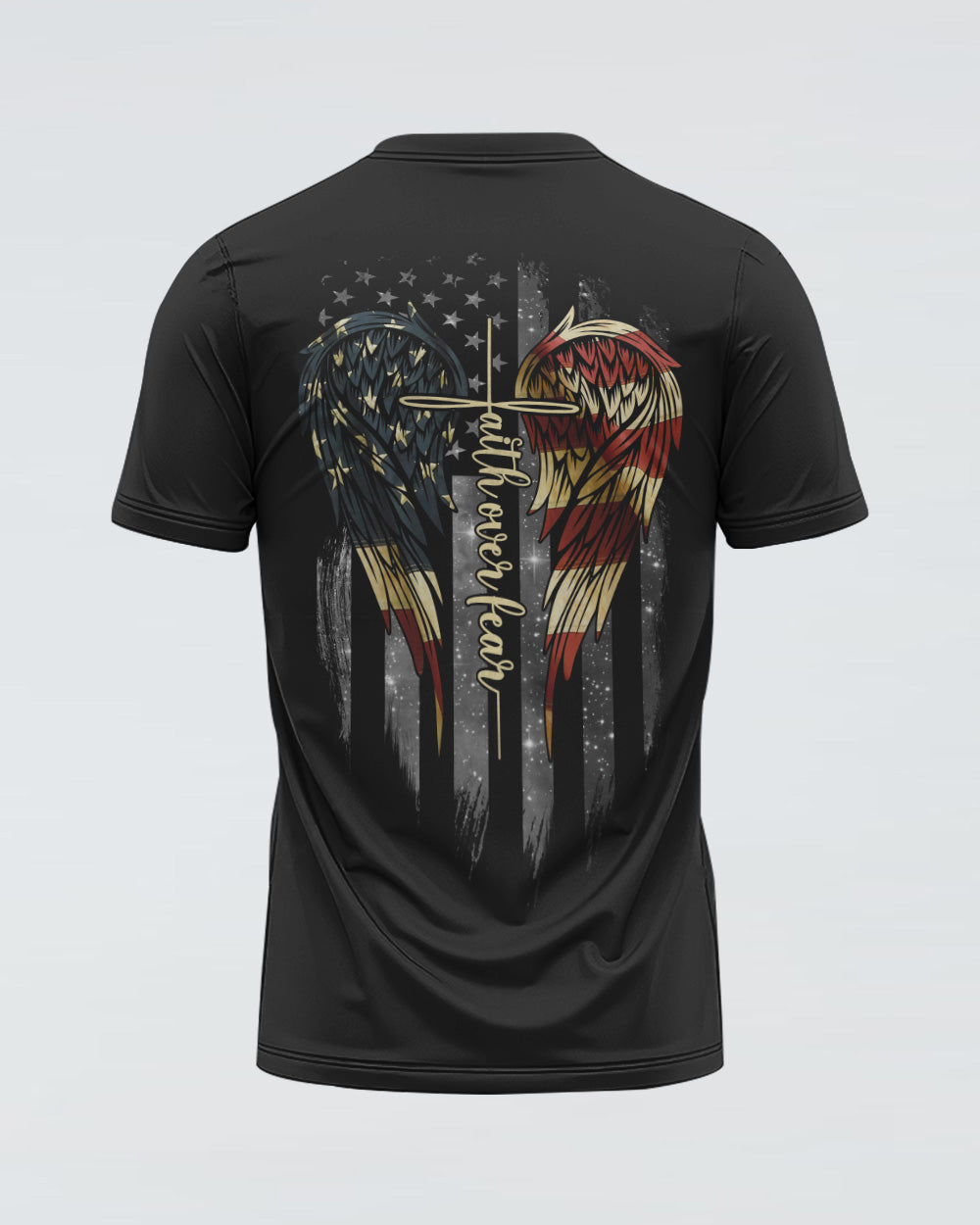 Faith Over Fear Wing American Flag New Version Women's Christian Tshirt