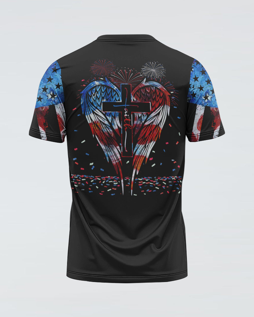 Faith Wings Flag Independence Day Women's Christian Tshirt