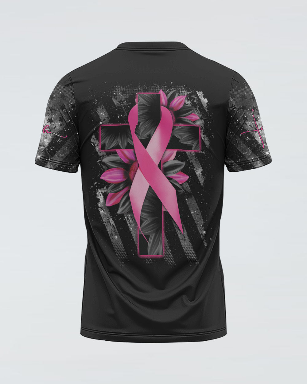 Faith Cross Sunflower Women's Breast Cancer Awareness Tshirt