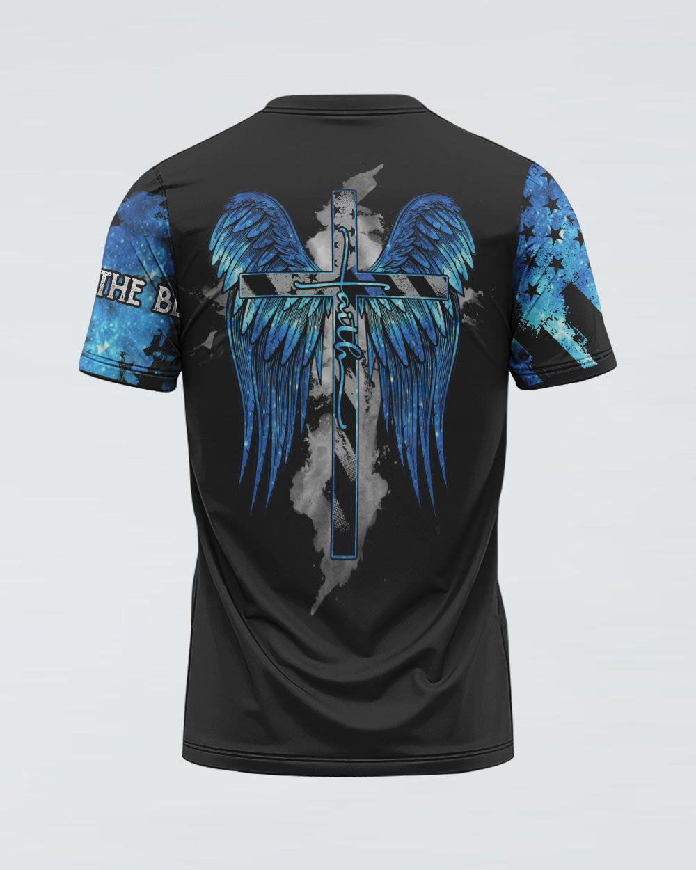 Faith Police Cross Wing Watercolor Men's Christian Tshirt