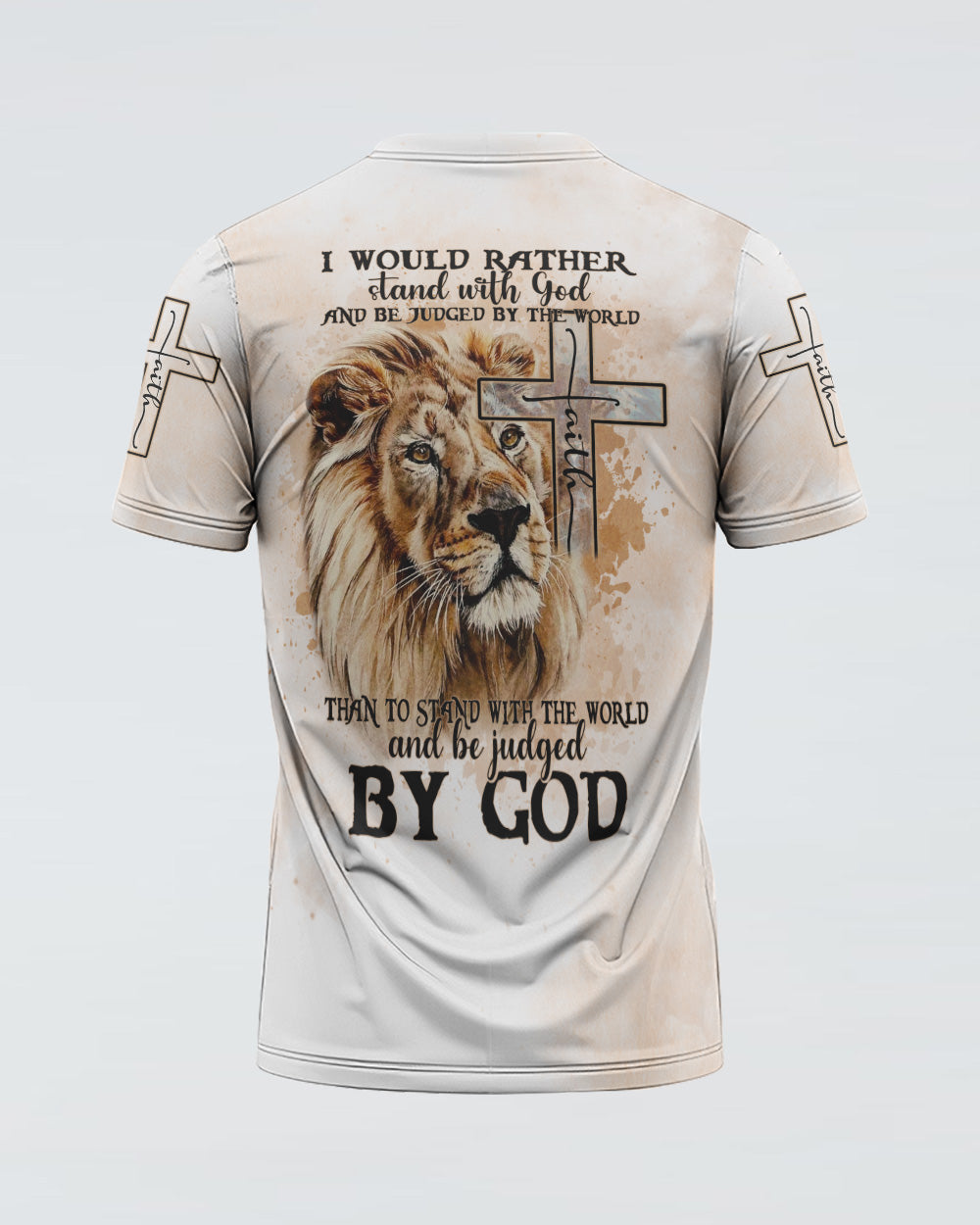 I Would Rather Stand With God Painting Lion Women's Christian Tshirt