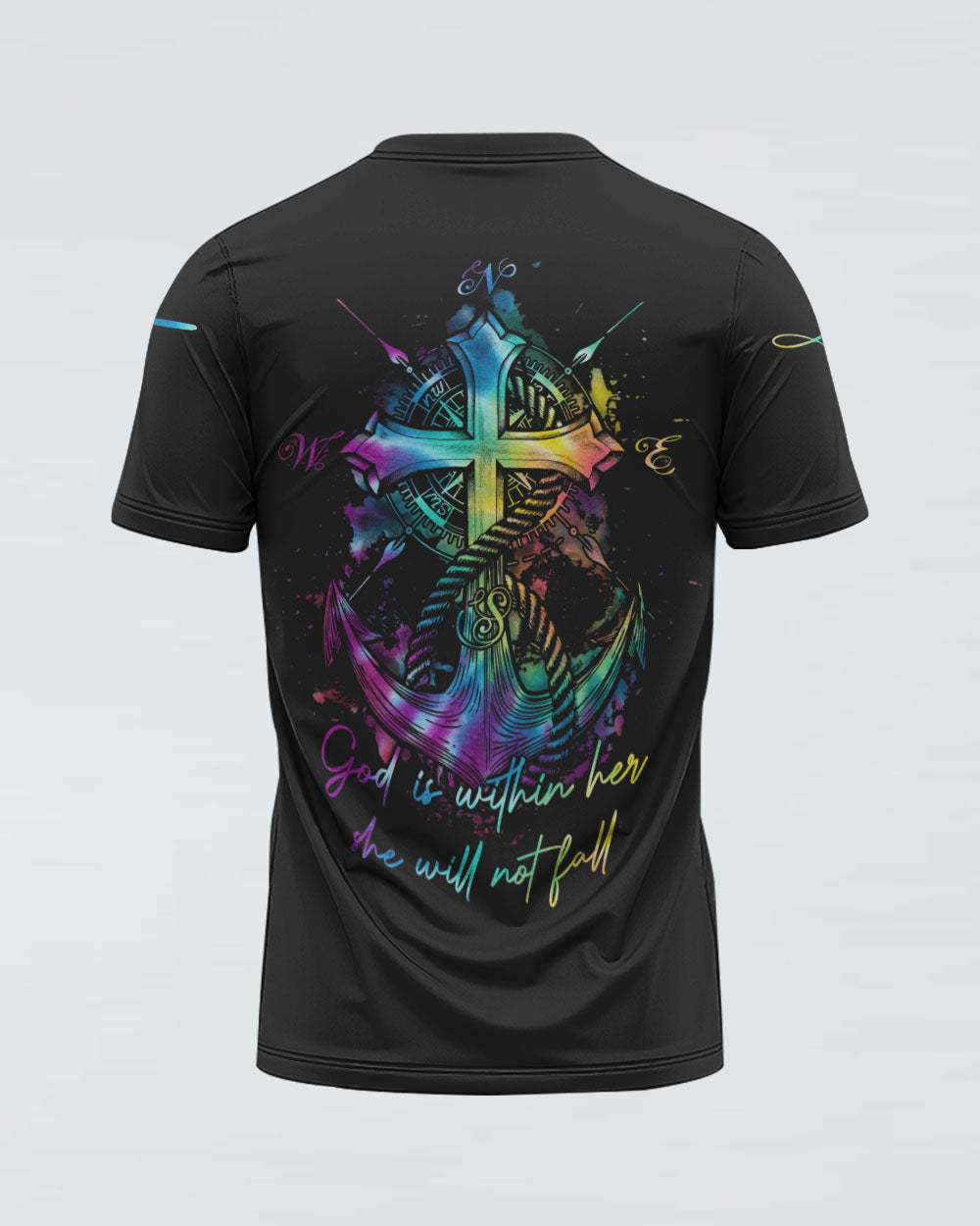 God Is Within Her Anchor Cross Women's Christian Tshirt