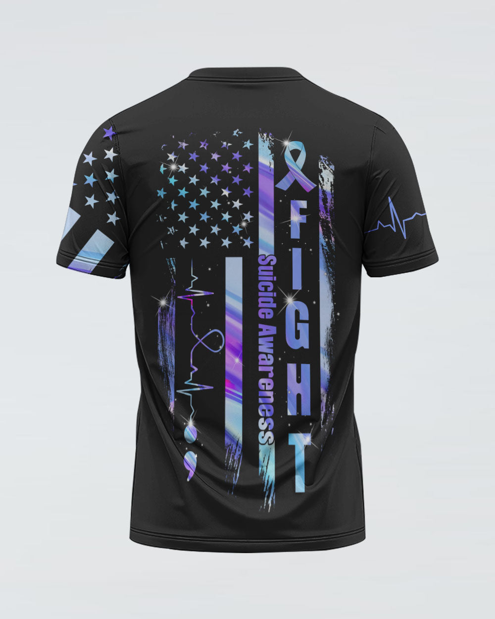 Dragonfly Fight Holographic Flag Women's Suicide Prevention Awareness Tshirt