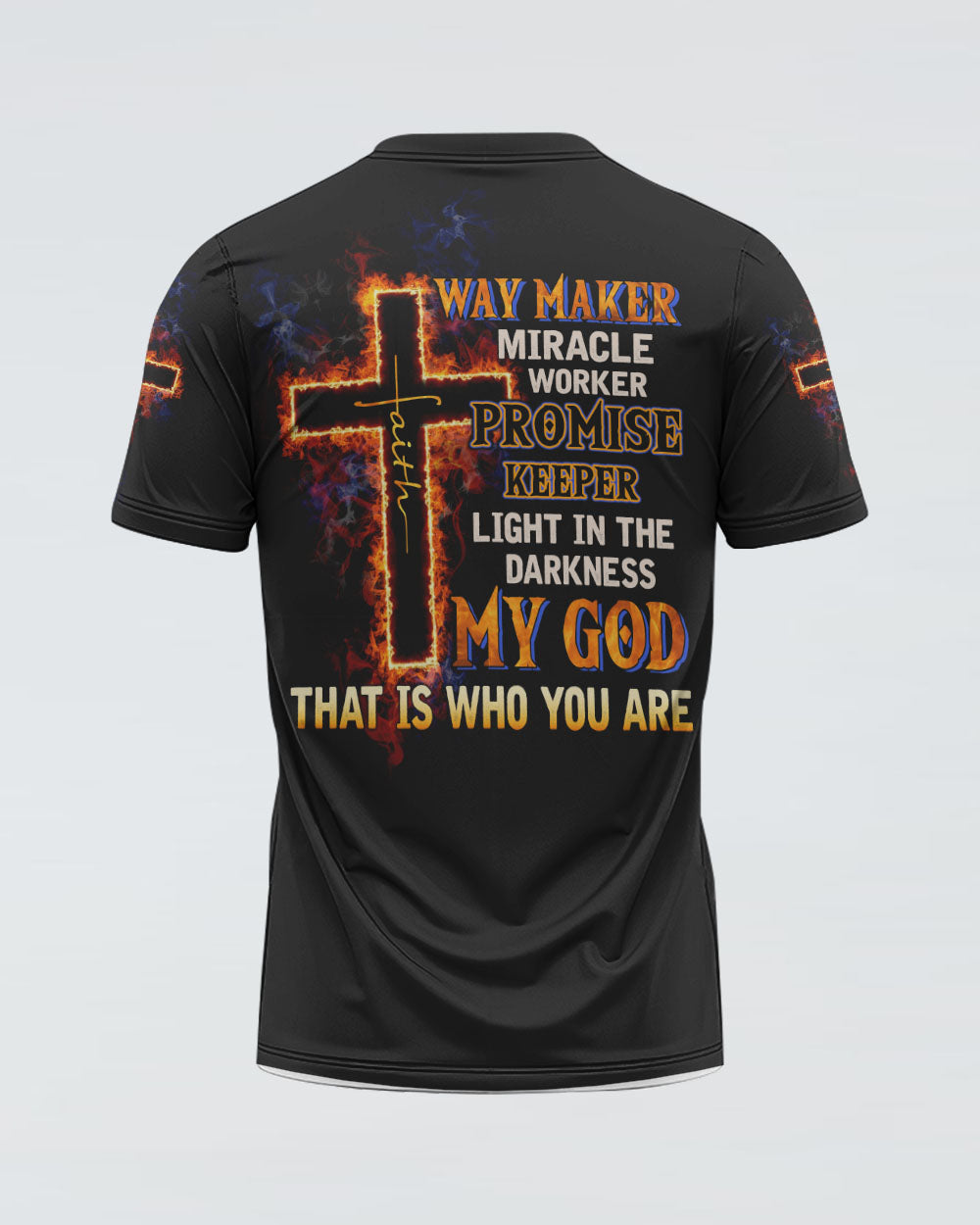 Way Maker Miracle Worker Fire Cross Men's Christian Tshirt