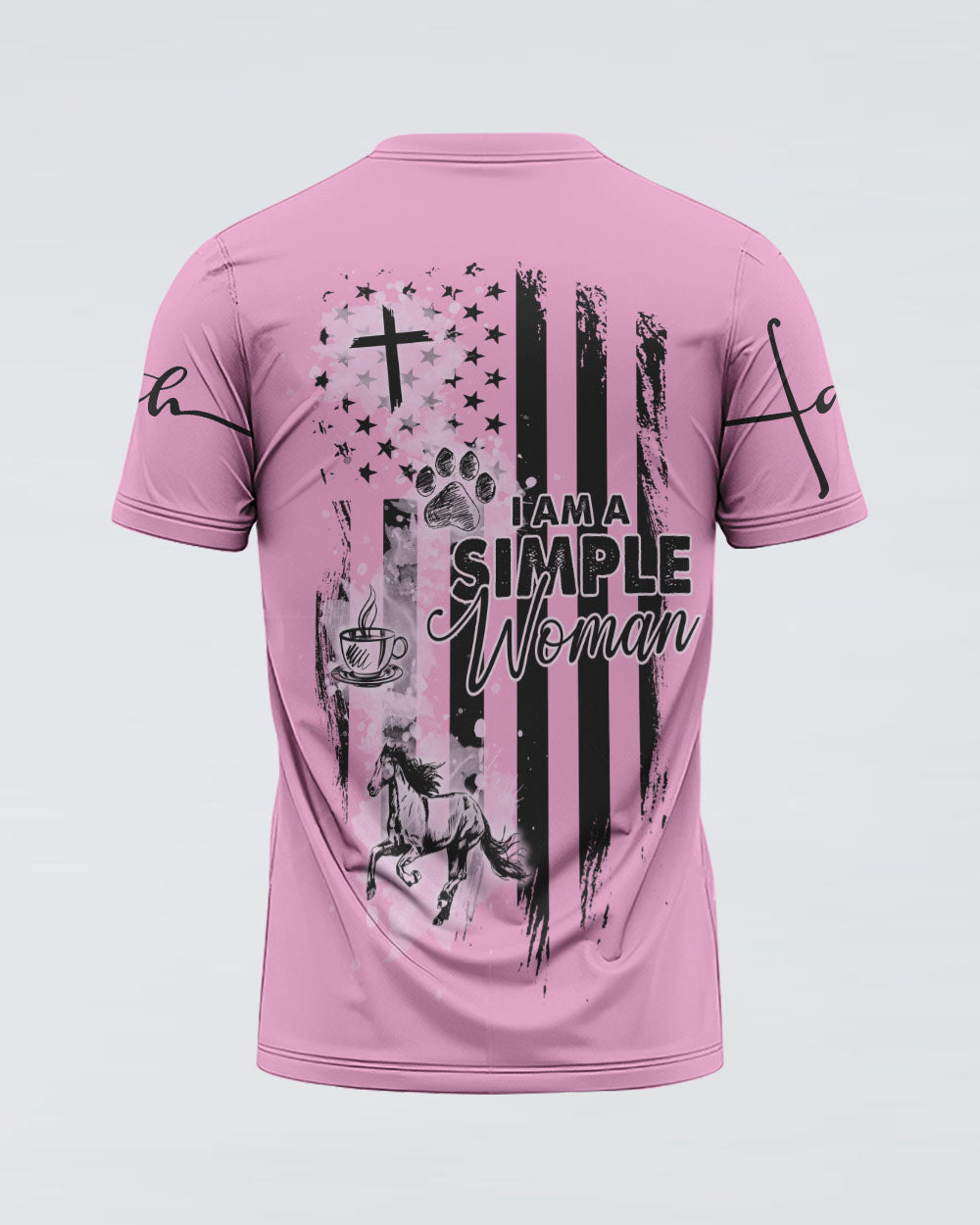 I Am A Simple Woman Pink Flag Women's Christian Tshirt