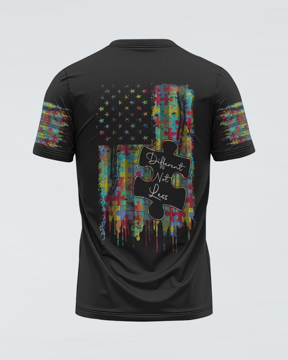 Different Not Less Flag Women's Autism Awareness Tshirt
