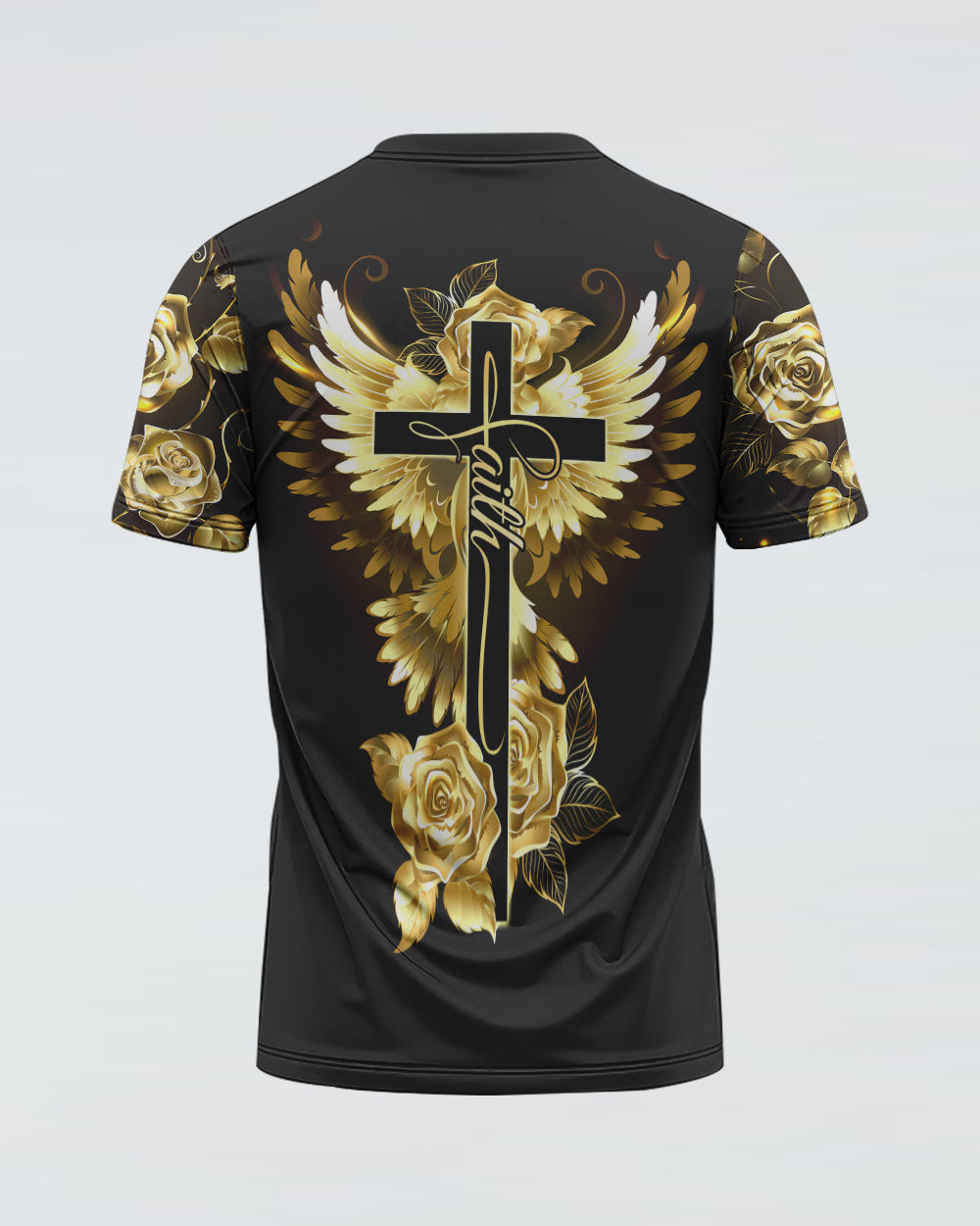 Faith Gold Rose Dove Wings Women's Christian Tshirt