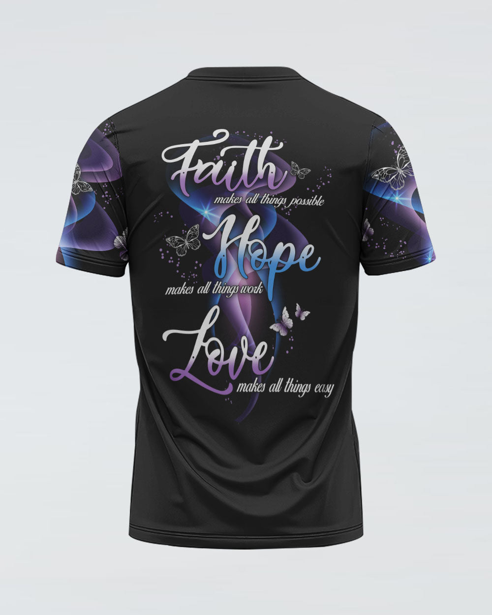 Faith Hope Love Butterfly Abstract Women's Christian Tshirt