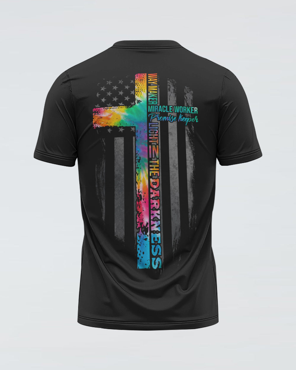 Way Maker Miracle Worker Tie Dye Cross Half Text Women's Christian Tshirt