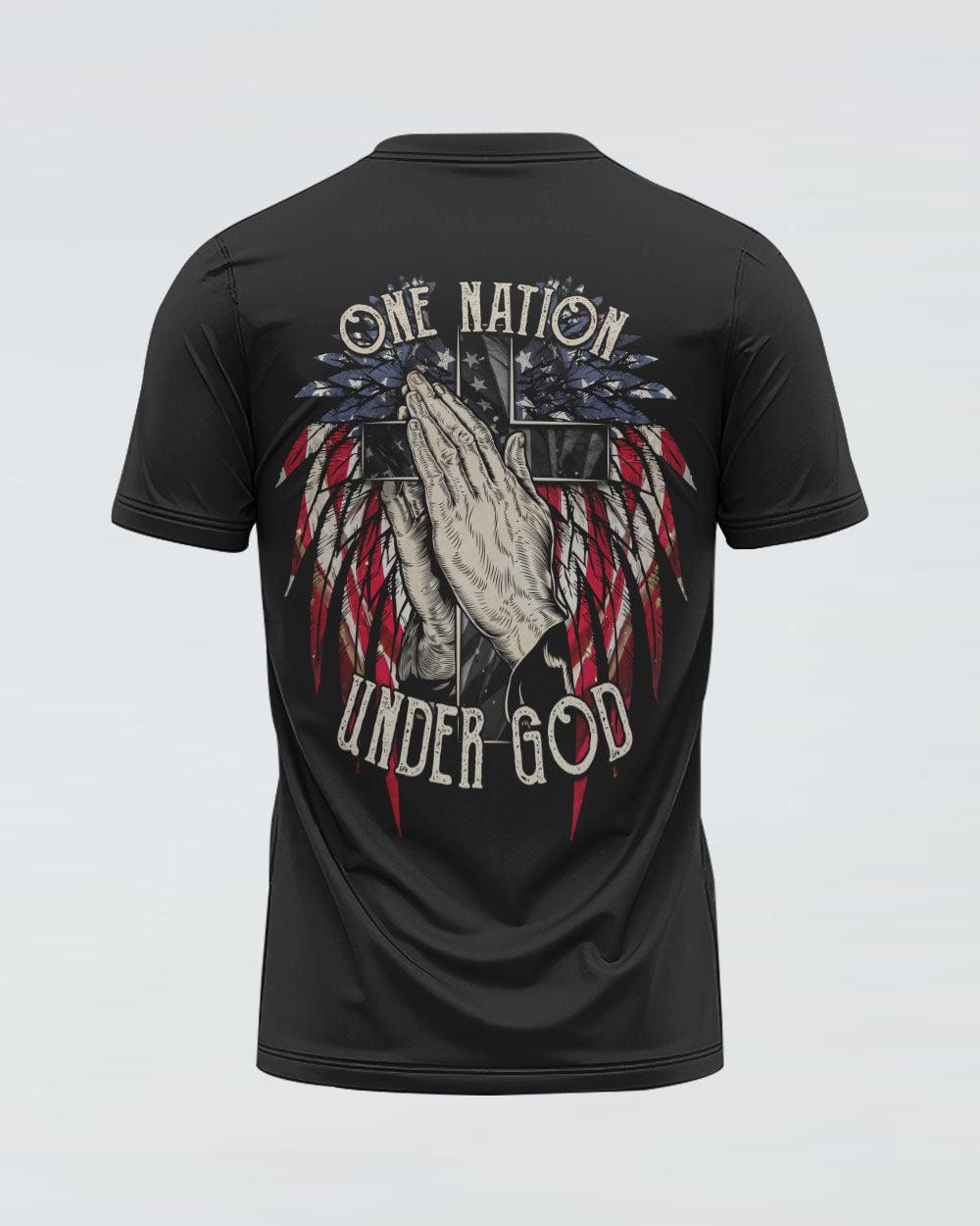 One Nation Under God Wings Hand Women's Christian Tshirt