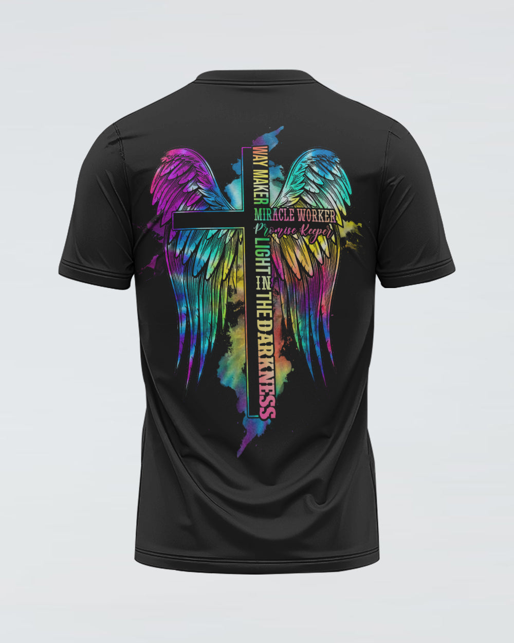 Way Maker Miracle Worker Faith Cross Wing Colorful Women's Christian Tshirt