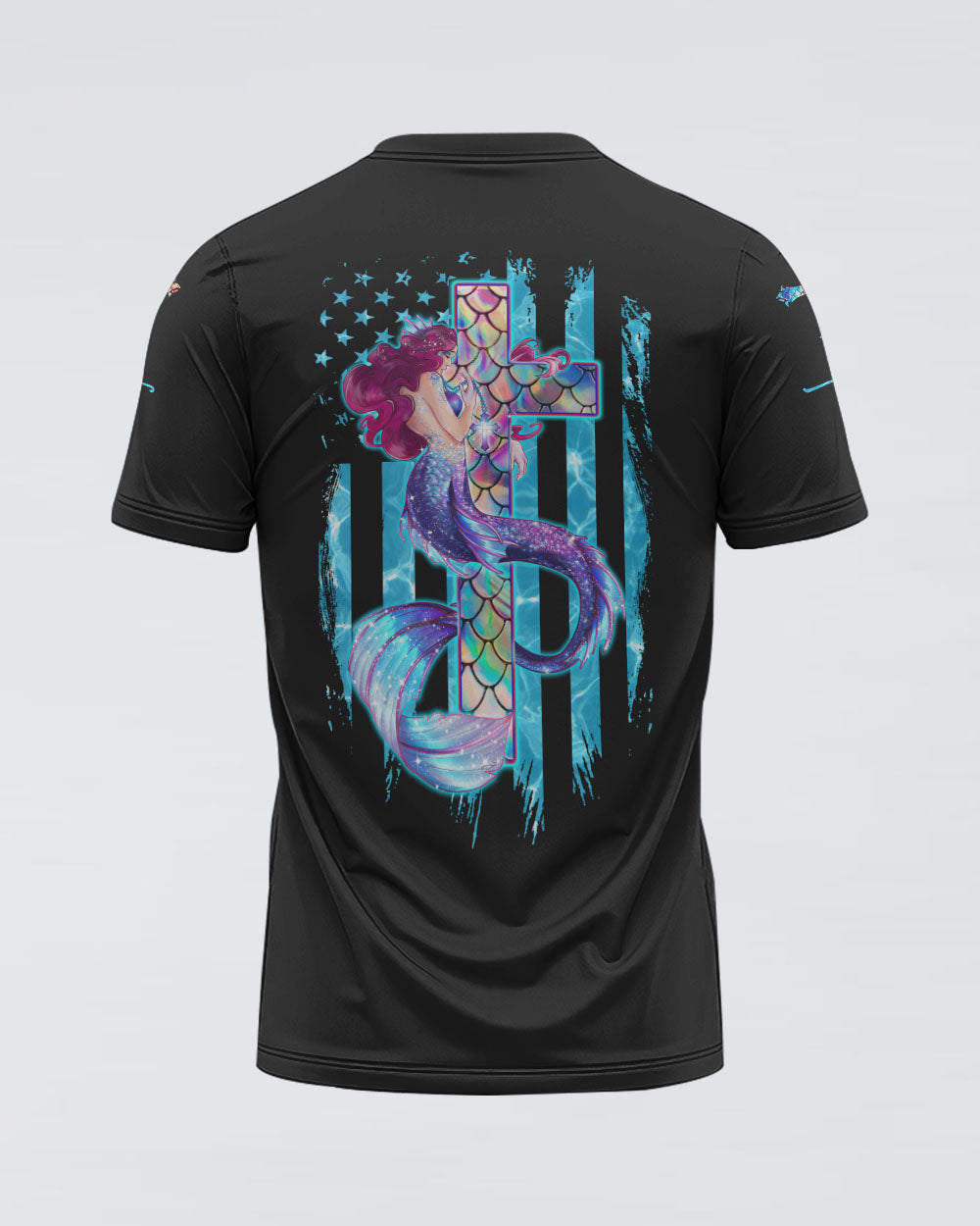 Cross Mermaid Flag Women's Christian Tshirt