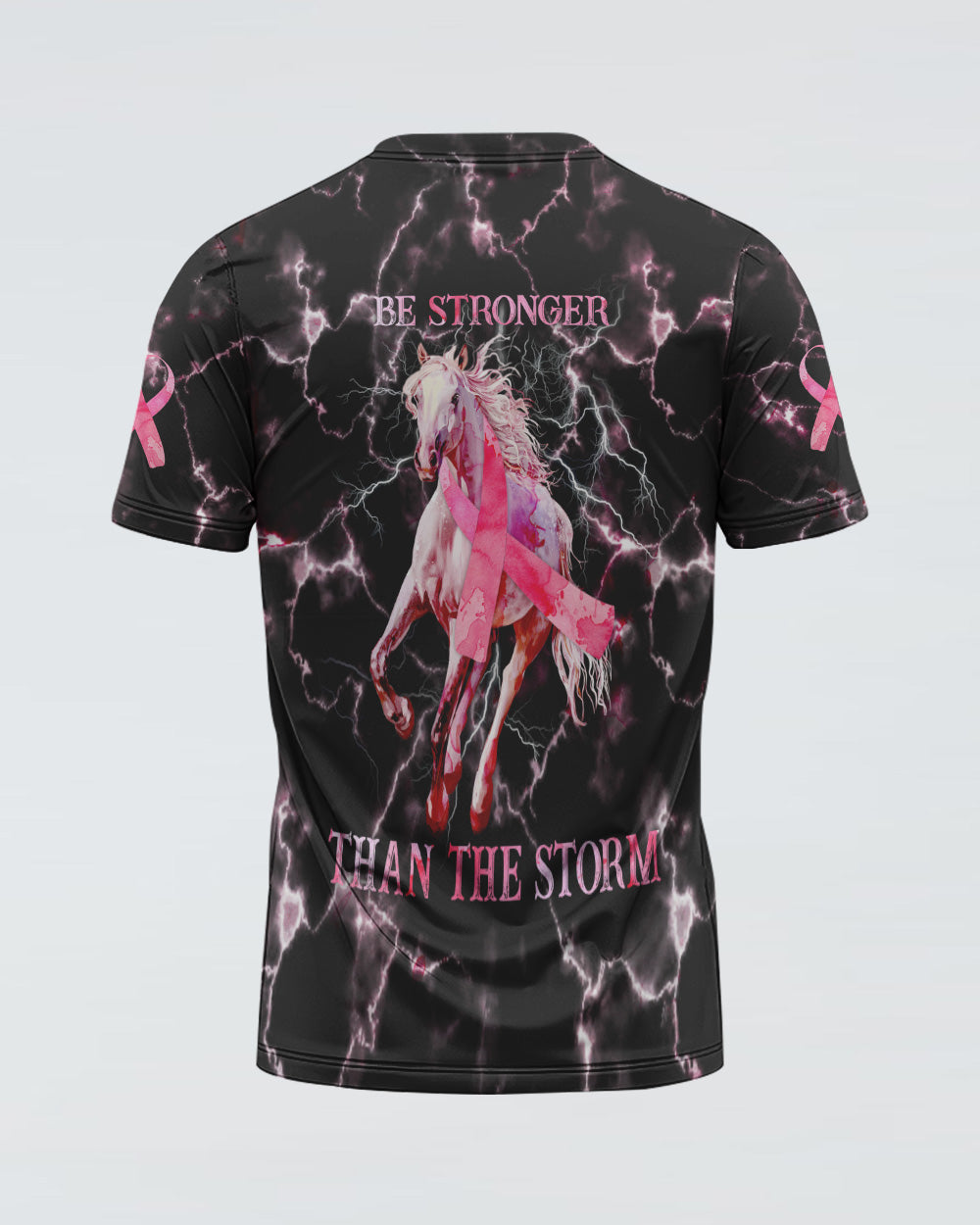 Be Stronger Than The Storm Horse Women's Breast Cancer Awareness Tshirt