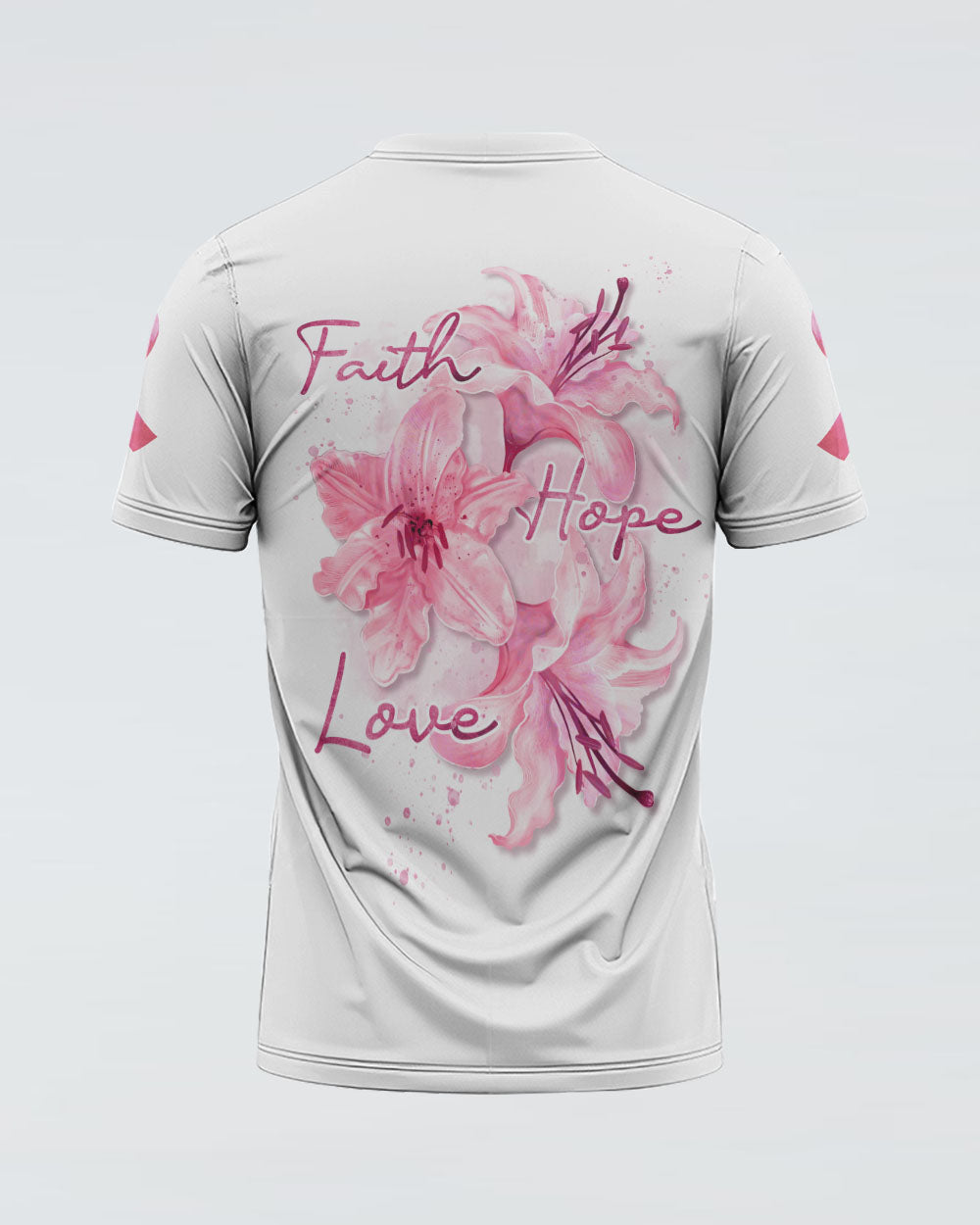 Faith Hope Love Pink Lily Women's Breast Cancer Awareness Tshirt