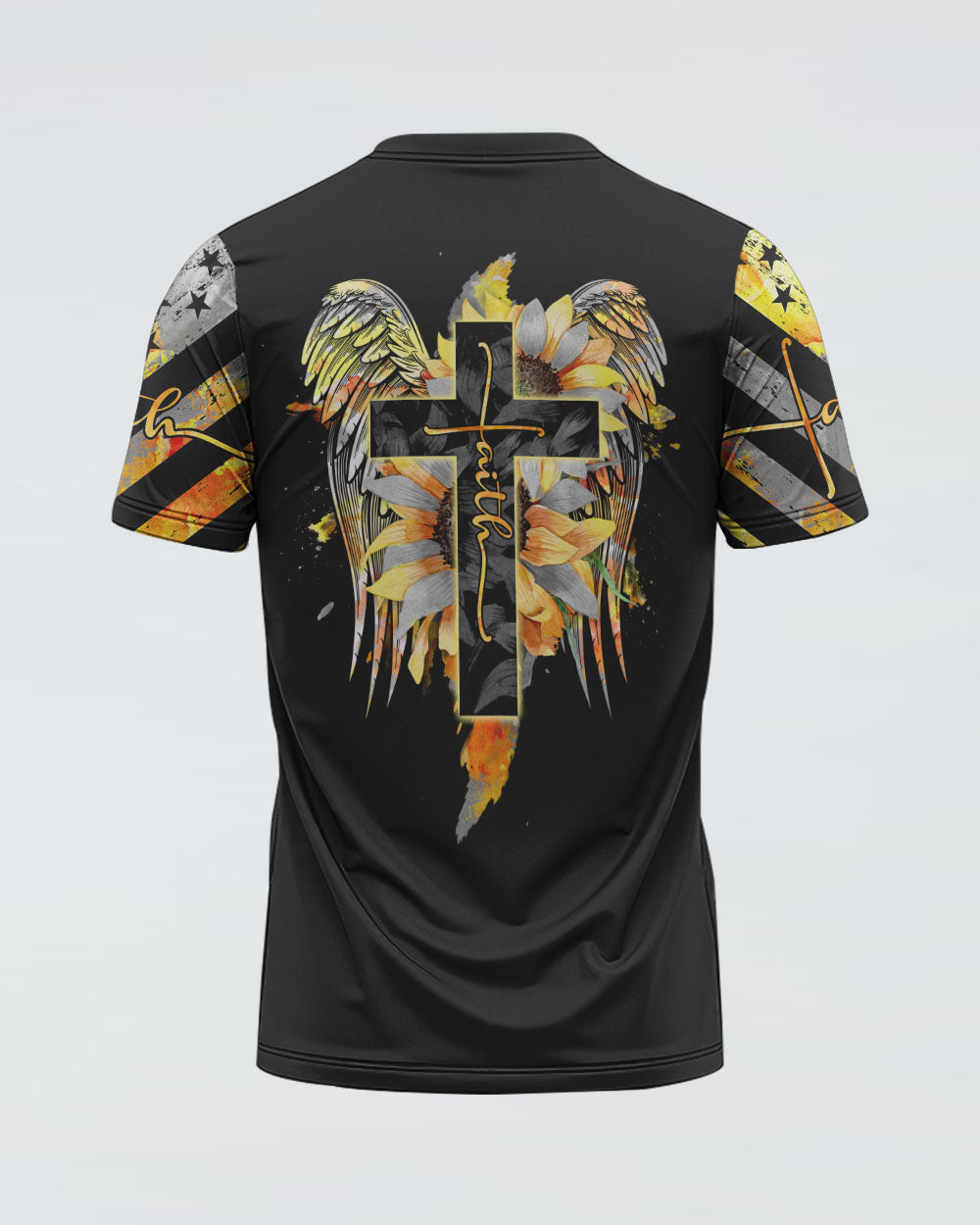Faith Sunflower Wings Watercolor Women's Christian Tshirt