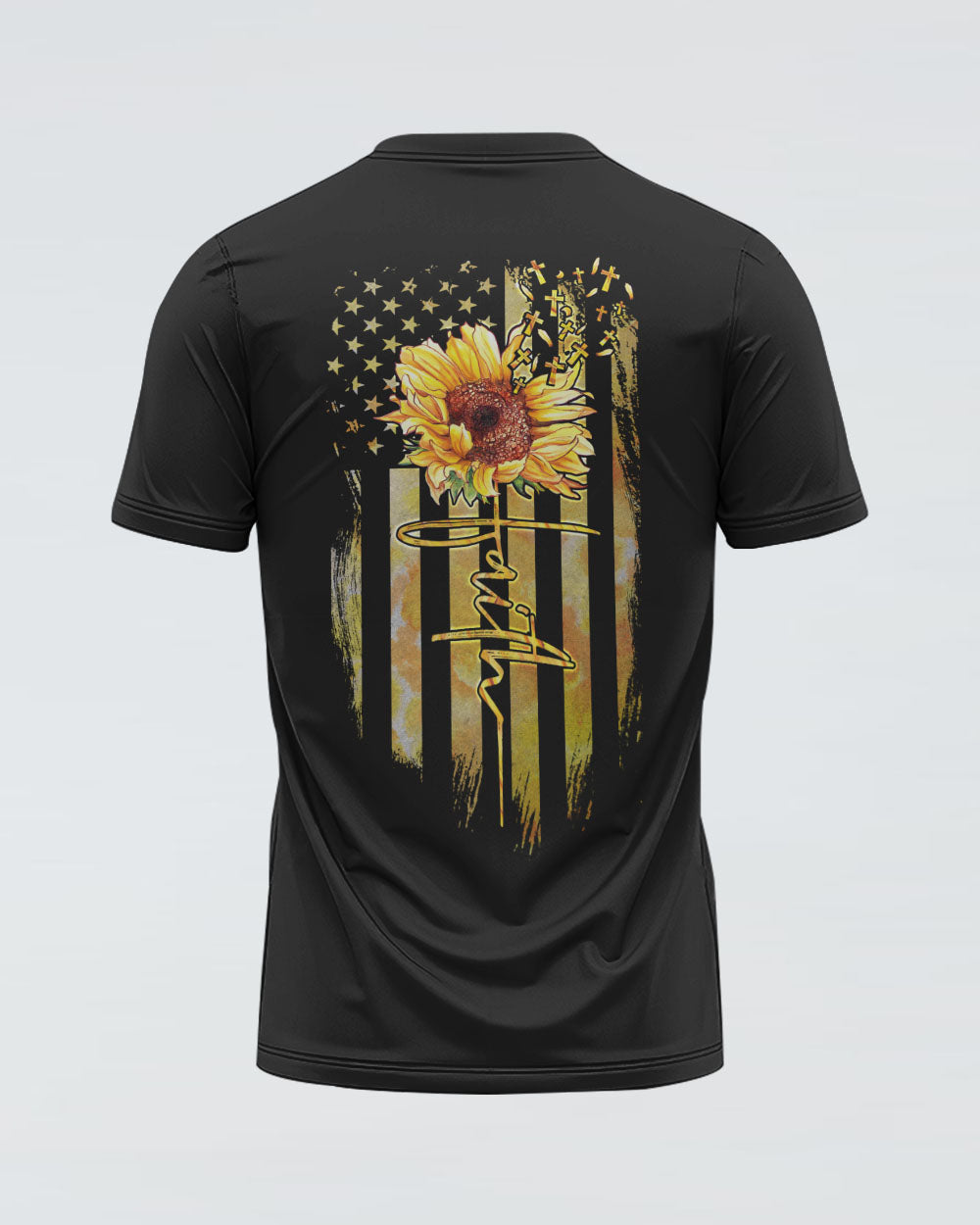 Faith Sunflower Flag Women's Christian Tshirt