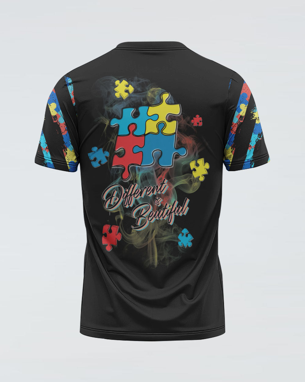 Different Is Beautiful Colorful Smoke Women's Autism Awareness Tshirt