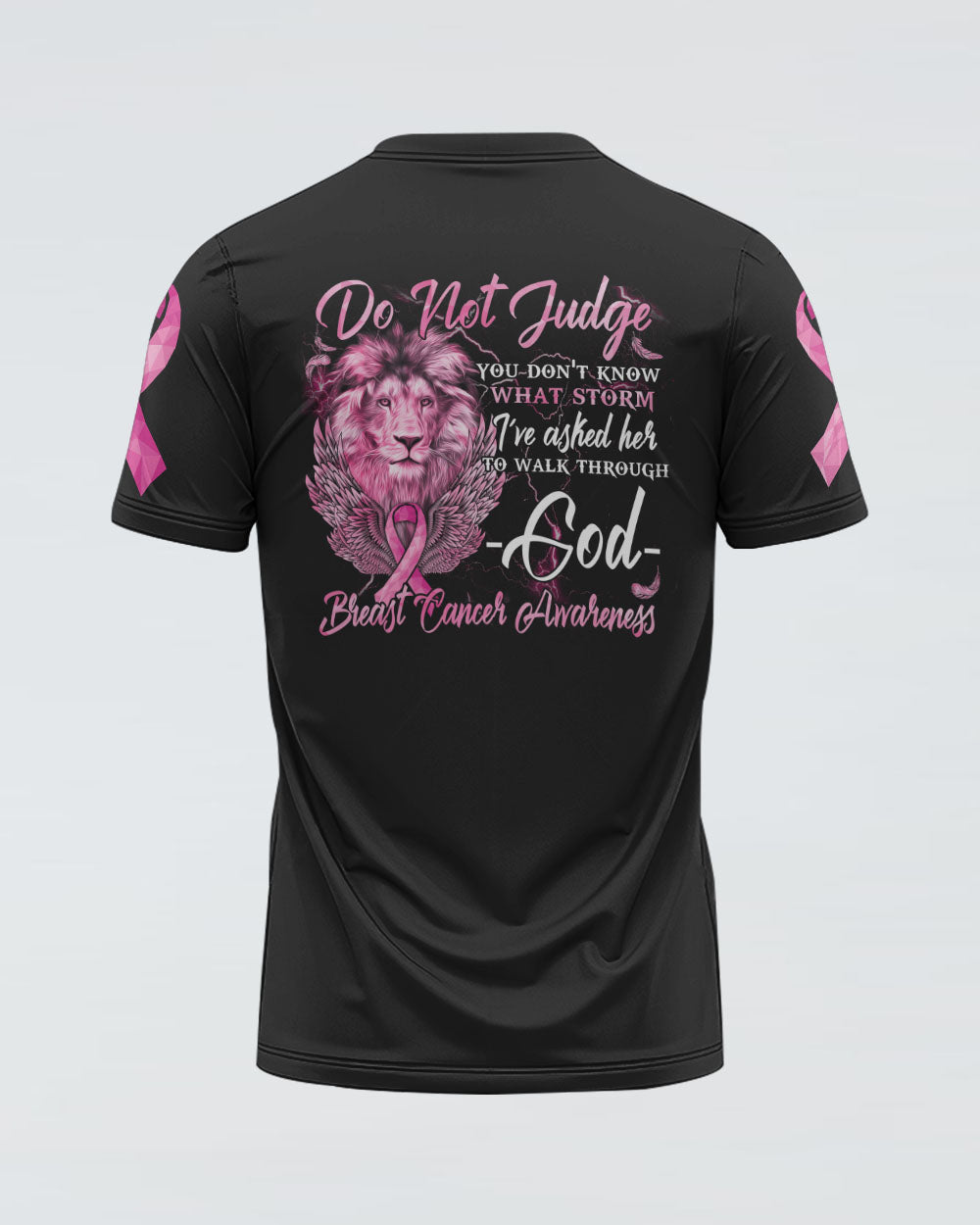 Don't Judge Lion Wings Pink Ribbon Women's Breast Cancer Awareness Tshirt
