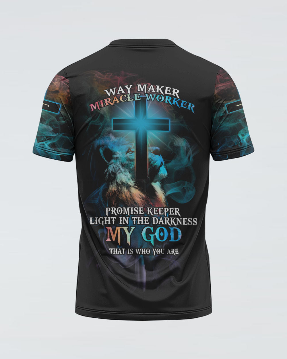 Way Maker Miracle Worker Lion Cross Light Colorful Women's Christian Tshirt