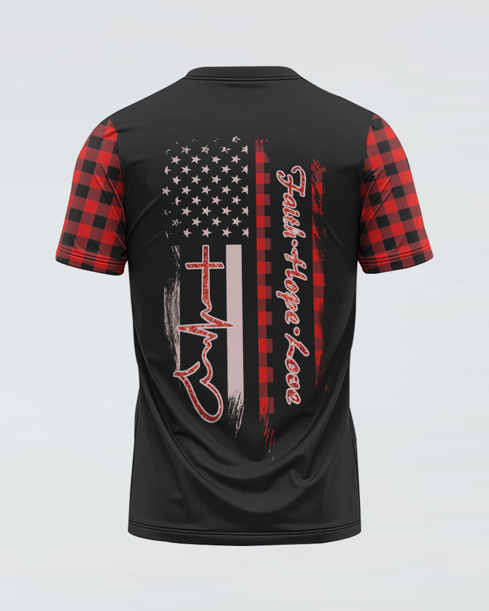 Faith Hope Love Leopard Flag Women's Christian Tshirt