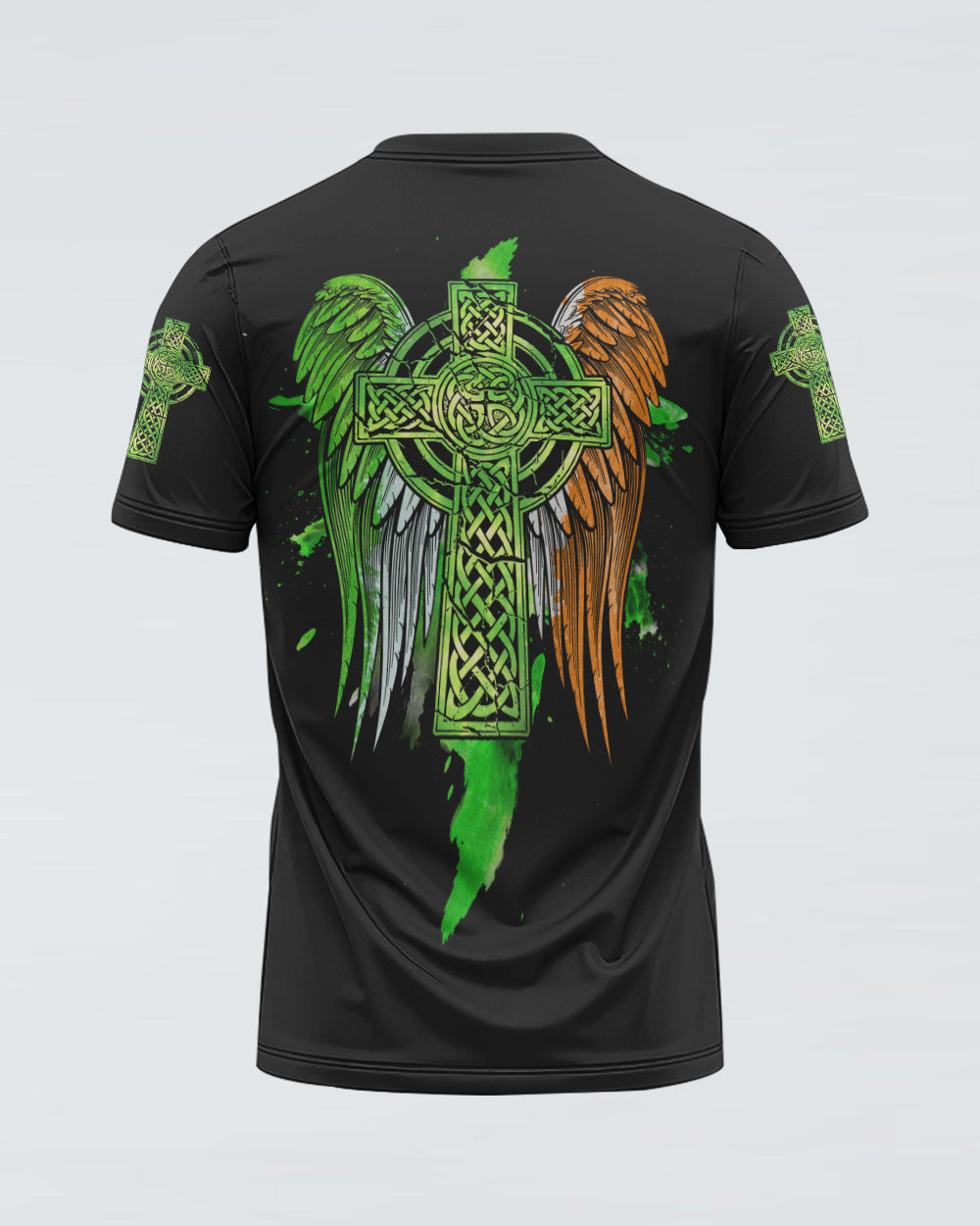 Celtic Cross Irish Wings Men's Christian Tshirt