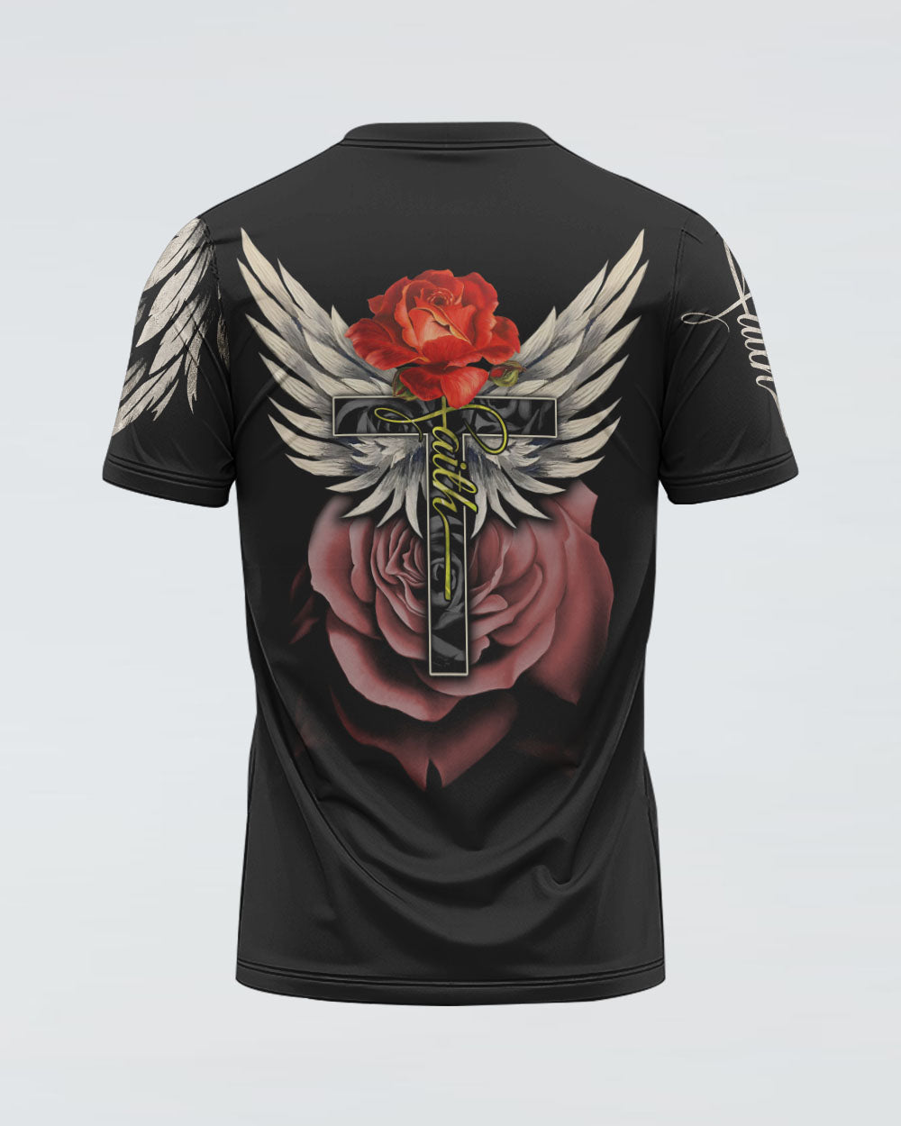 Rose Cross Painting Women's Christian Tshirt
