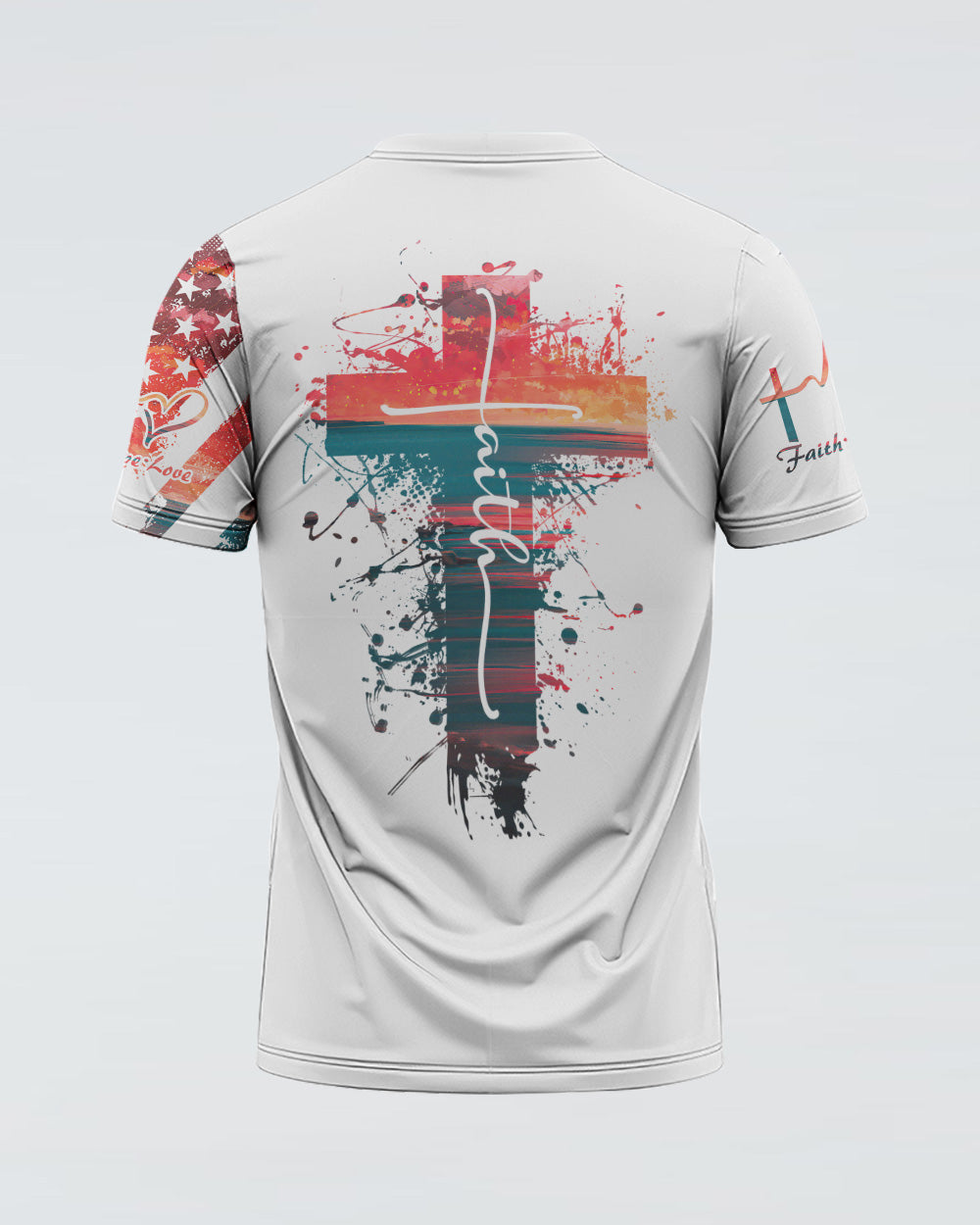 Faith Cross Art Painting Sunset Women's Christian Tshirt