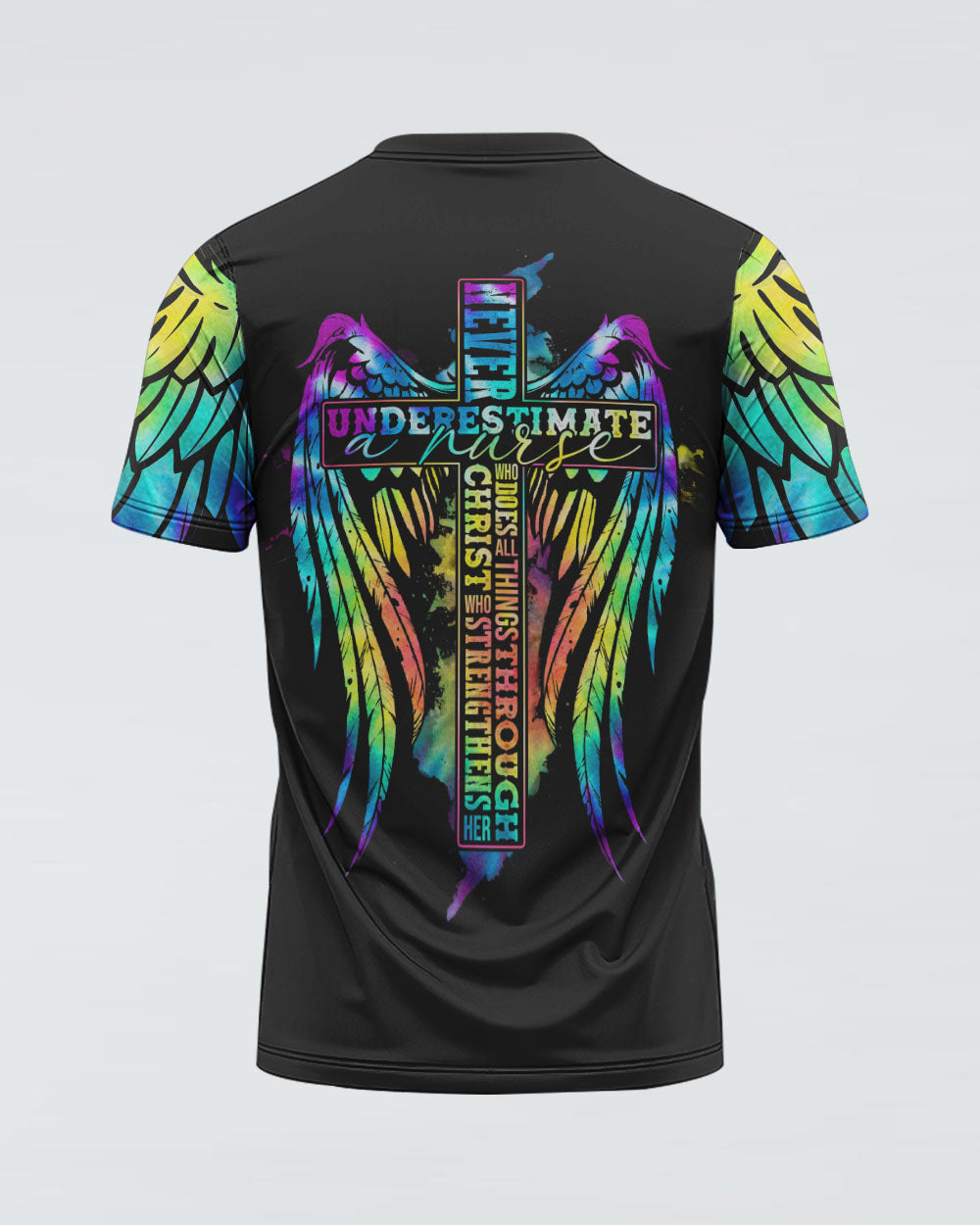 Never Underestimate A Nurse Wings Women's Christian Tshirt