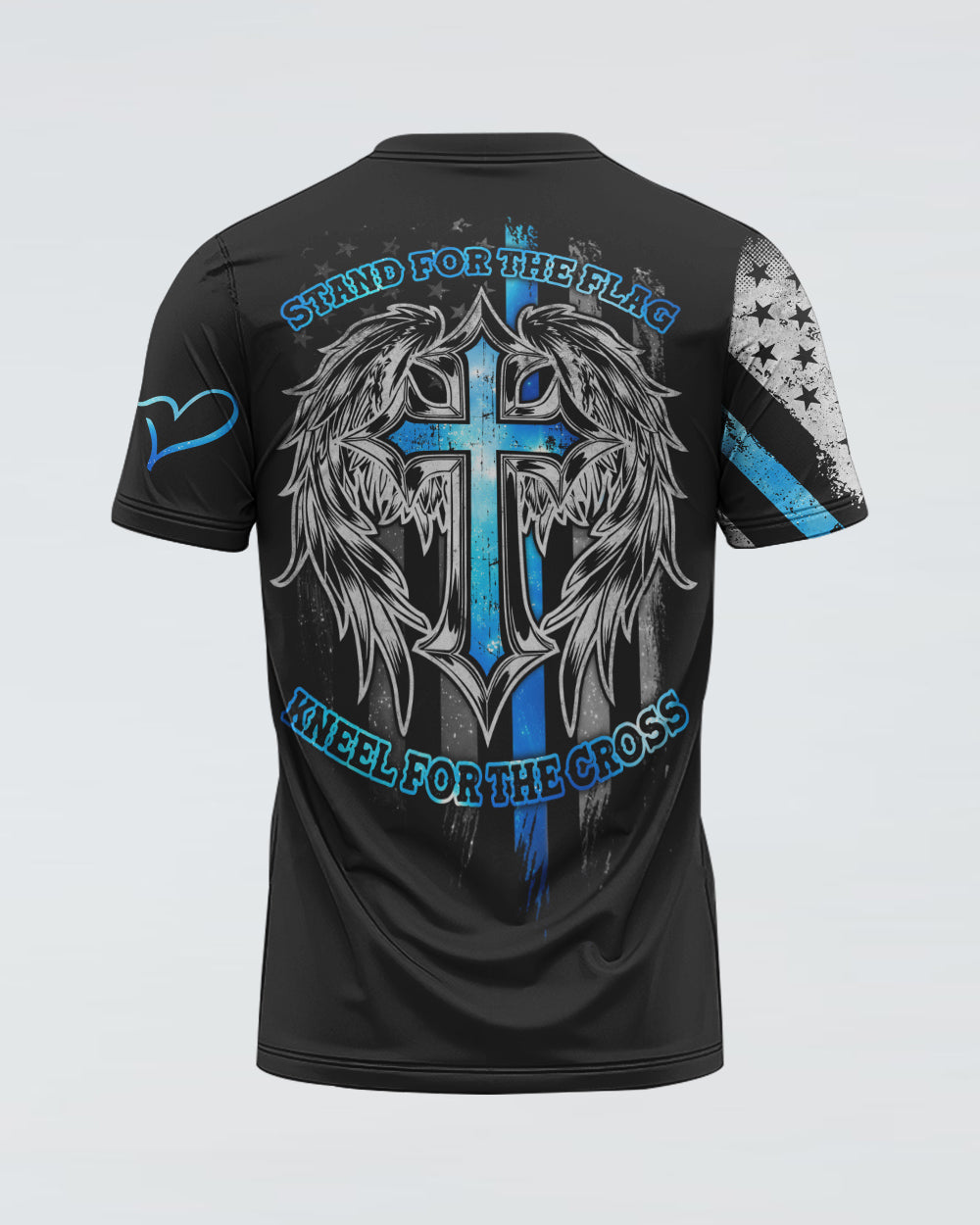 Stand For The Flag Kneel For The Cross Wings Men's Christian Tshirt