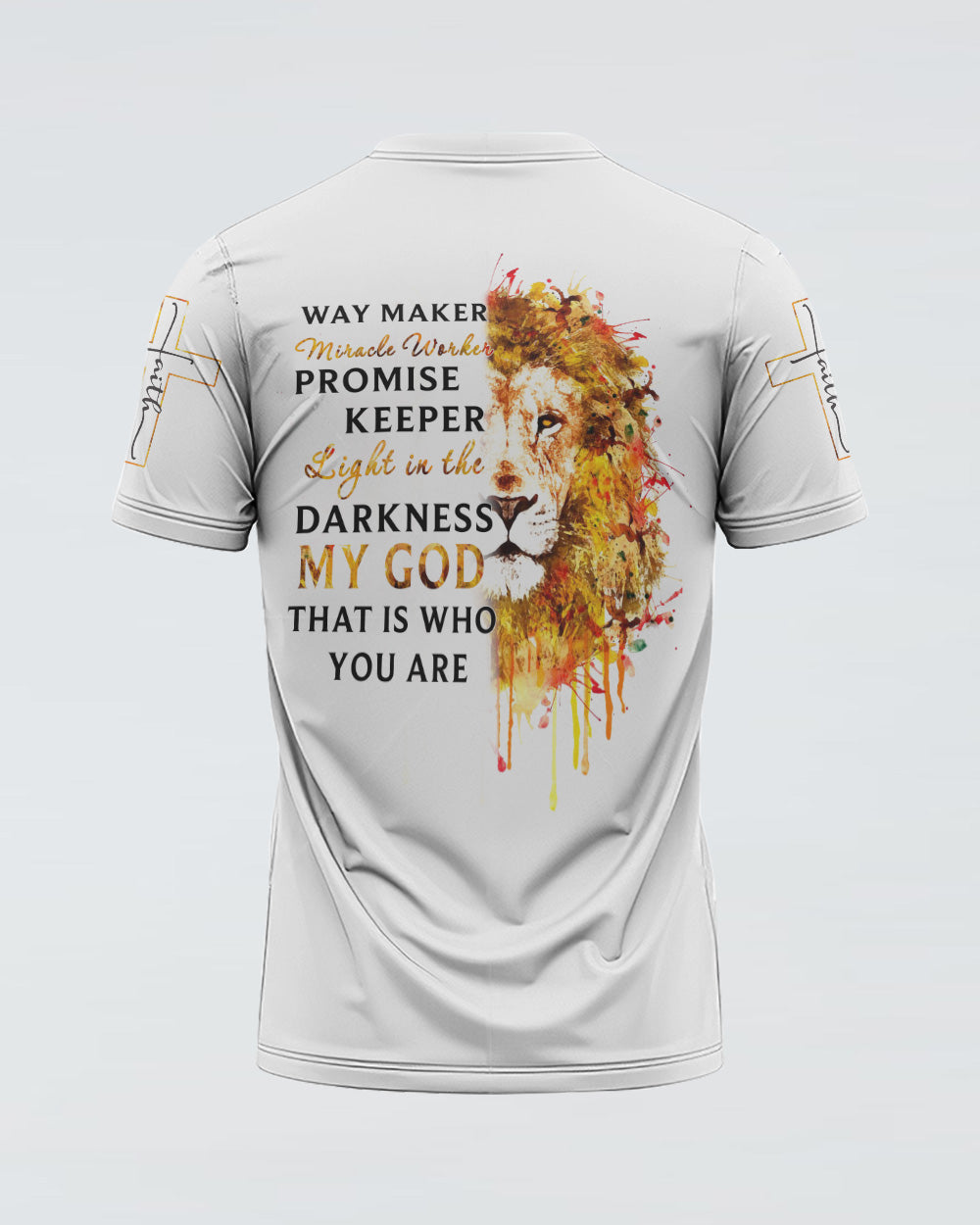 Way Maker Miracle Worker Faith Lion Watercolor Women's Christian Tshirt