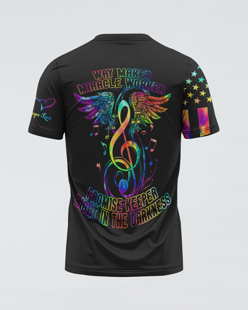 Way Maker Miracle Worker Music Wings Cross Tie Dye Women's Christian Tshirt