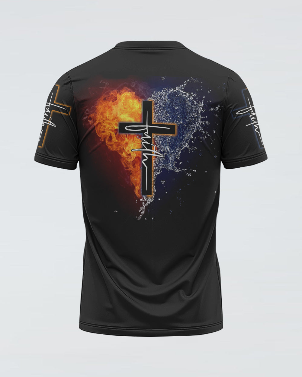 Fire Water Heart Faith Cross Women's Christian Tshirt