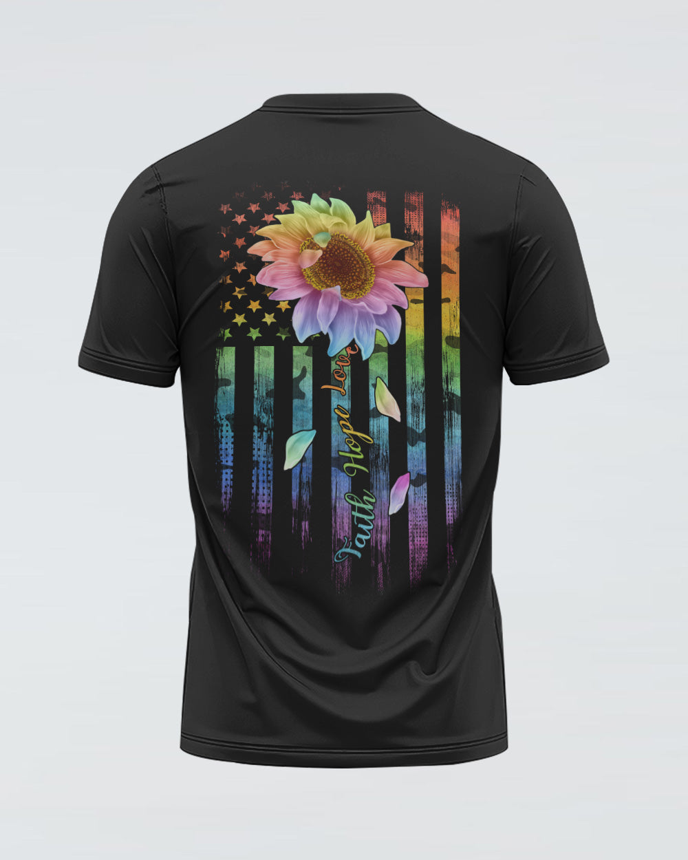 Faith Hope Love Rainbow Sunflower Flag Women's Christian Tshirt