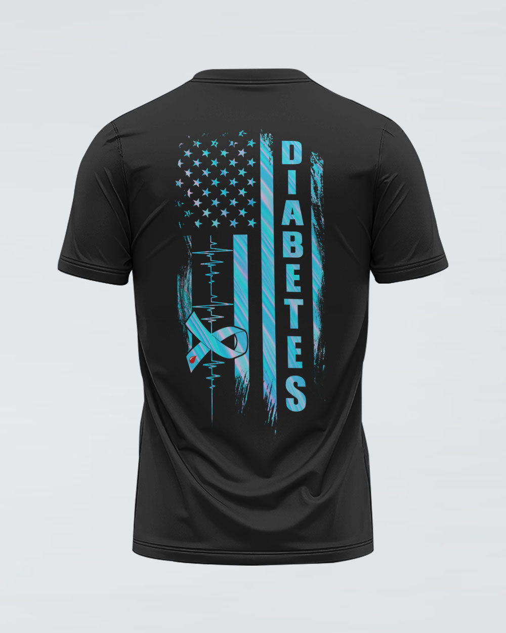 Holographic Flag Ribbon Heart Beat Women's Suicide Prevention Awareness Tshirt