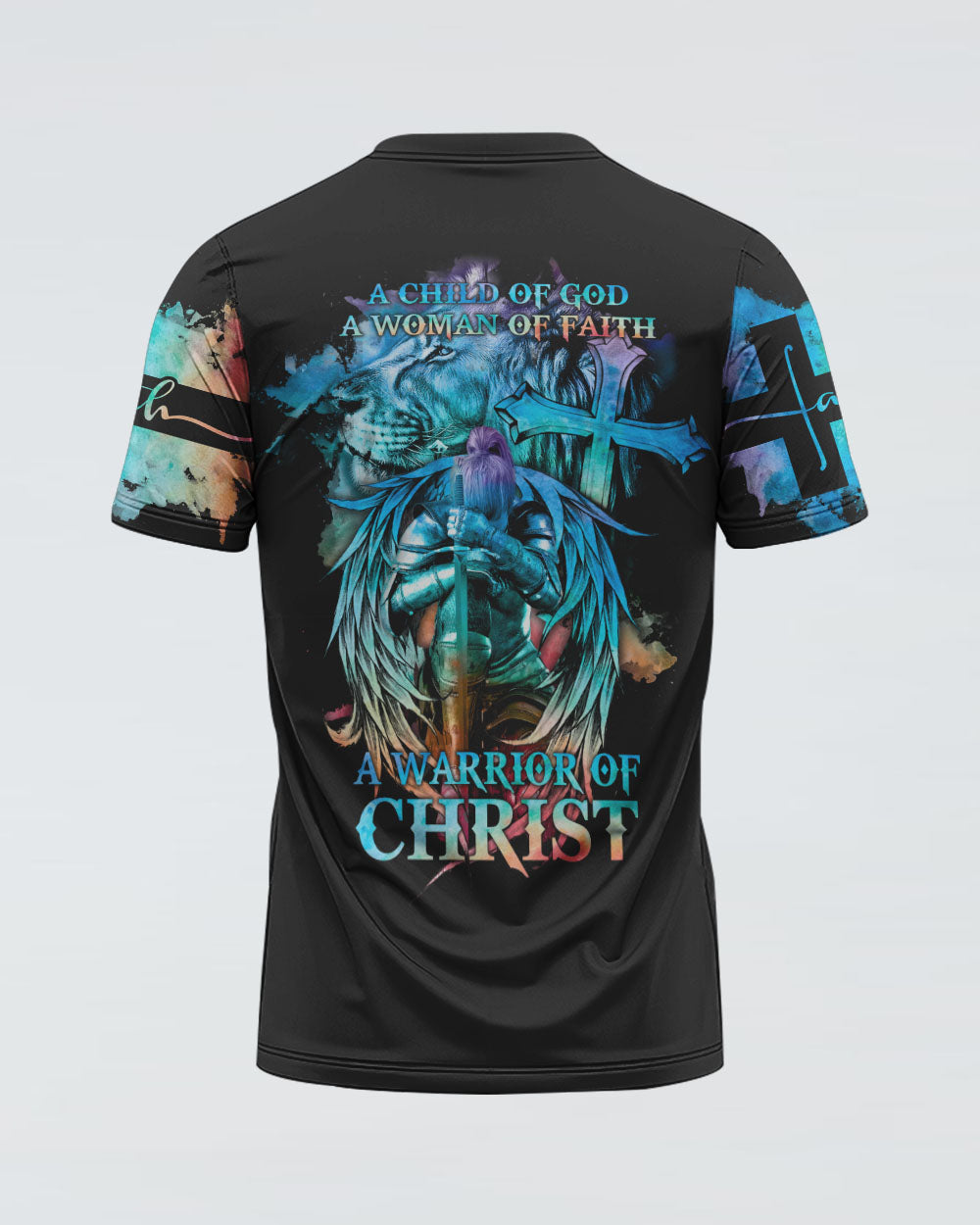 A Child Of God A Woman Of Faith Lion Warrior Women's Christian Tshirt