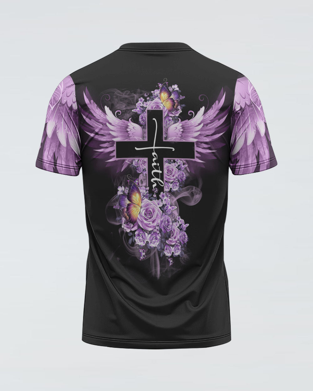 Butterfly Purple Rose Faith Women's Christian Tshirt
