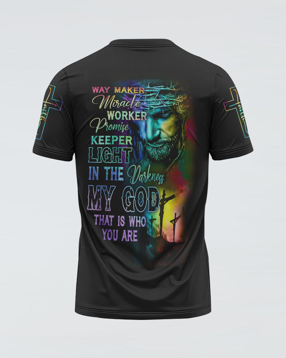 Way Maker Miracle Worker Rainbow Painting Jesus Women's Christian Tshirt