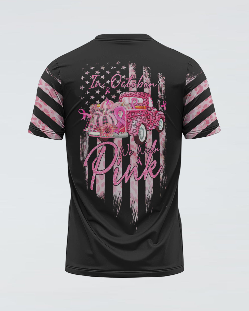 In October We Wear Pink Truck Leopard Women's Breast Cancer Awareness Tshirt