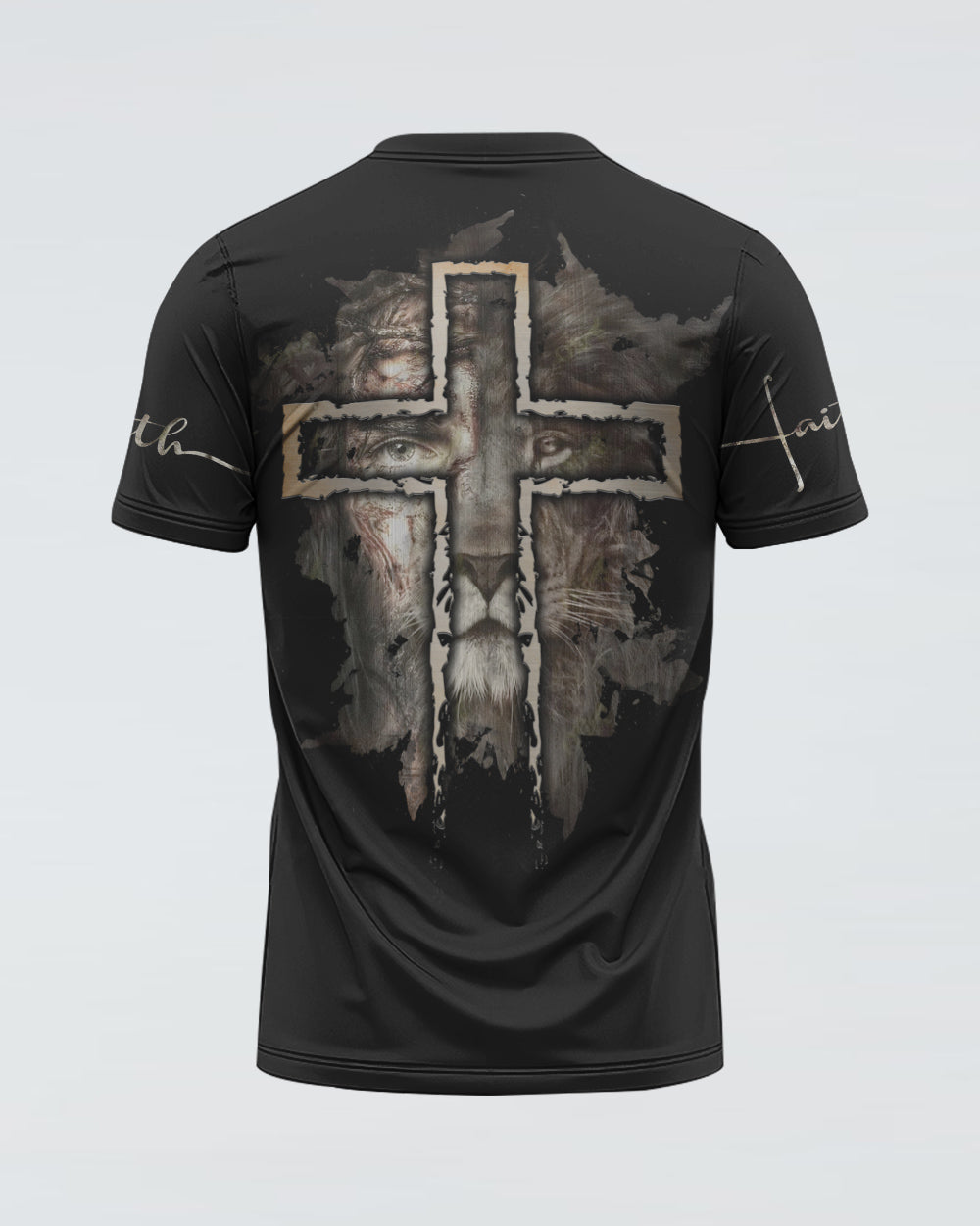 Jesus Lion Half Face Men's Christian Tshirt