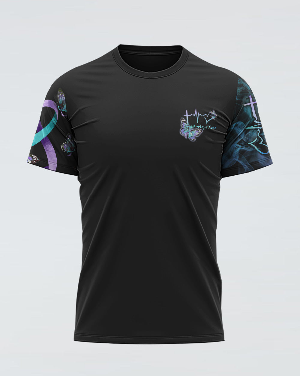 Choose To Keep Going Cross Smoke Butterfly Ribbons Women's Christian Tshirt