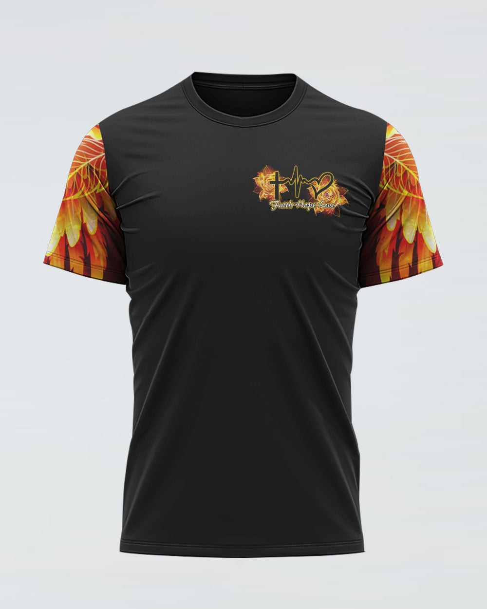 Cross Rose Wings Arm Women's Christian Tshirt
