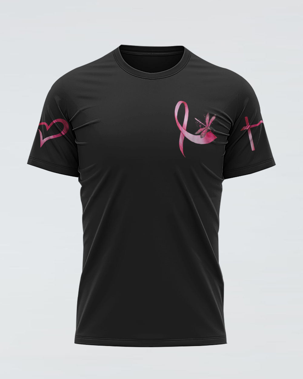 Faith Hope Love Dragonfly Ribbon Women's Breast Cancer Awareness Tshirt
