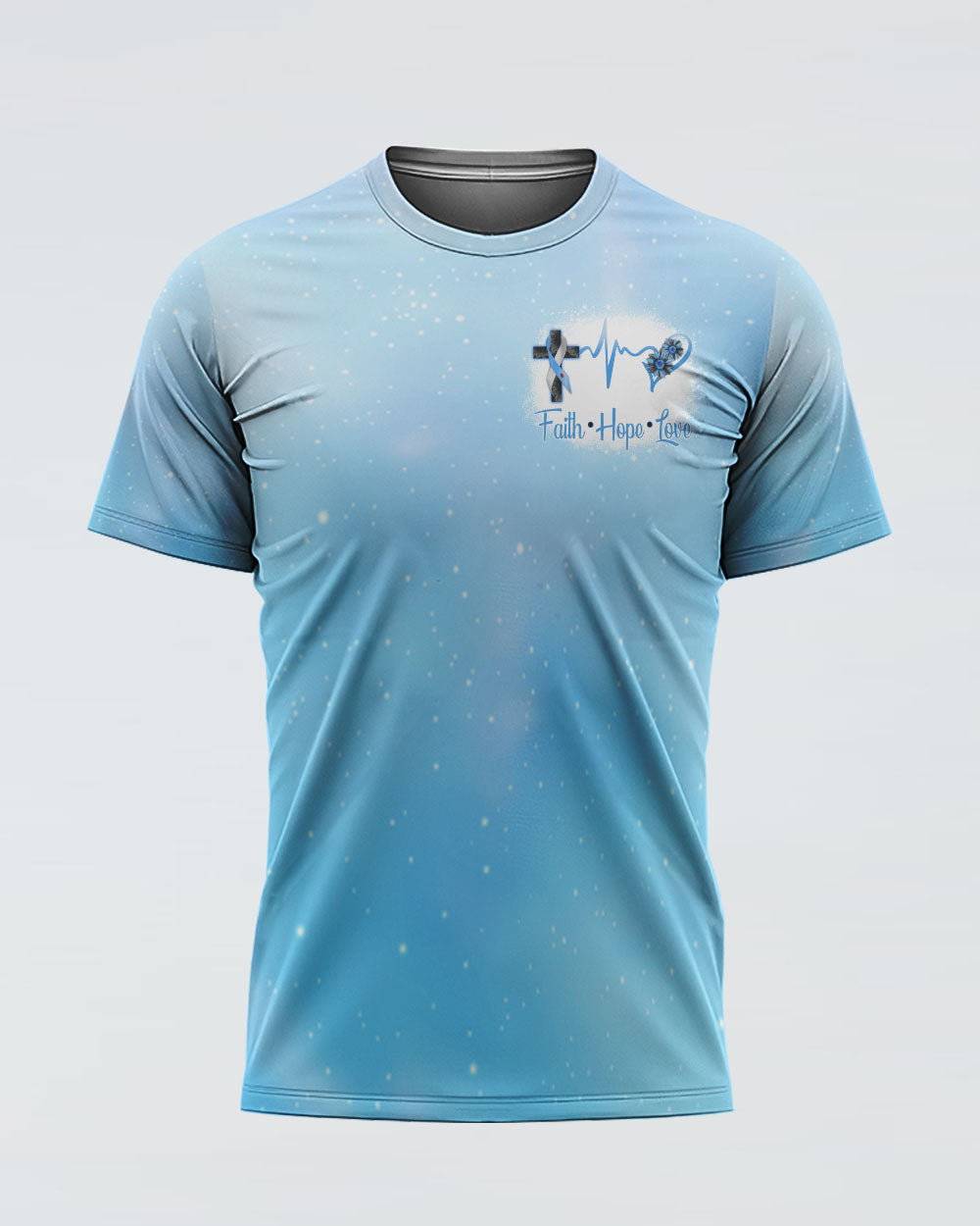 In November We Wear Blue Wings Sunflower Cross Bleached Women's Diabetes Awareness Tshirt