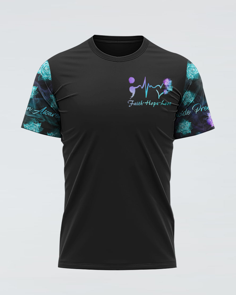 Blue Purple Wing Rose Cross Smoke Women's Christian Tshirt